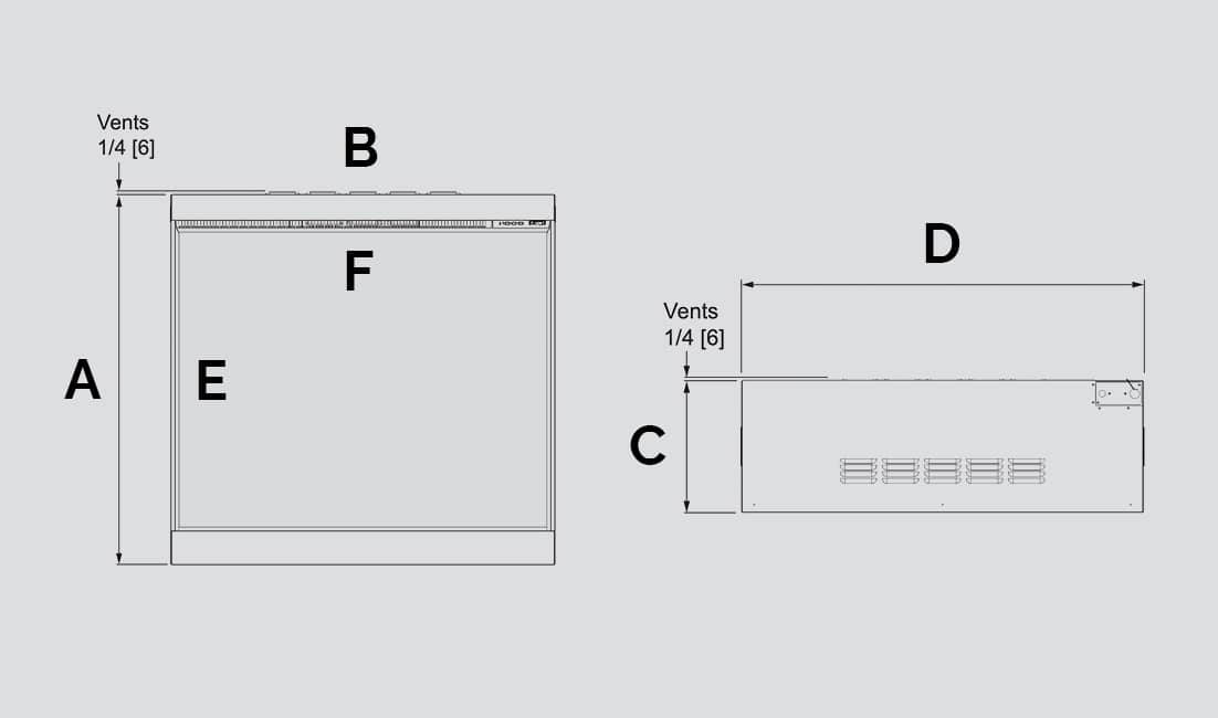 HE6 Electric Insert Product Dimensions