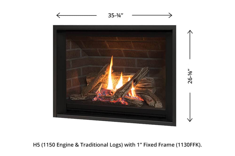 H5 Gas Fireplace - 1150 Fixed Frame dimensions H5 Gas Fireplace - 1150 Fixed Frame dimensions