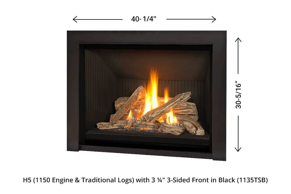 H5 Gas Fireplace - 1150 Three-Sided Edermont Front dimensions H5 Gas Fireplace - 1150 Three-Sided Edermont Front dimensions