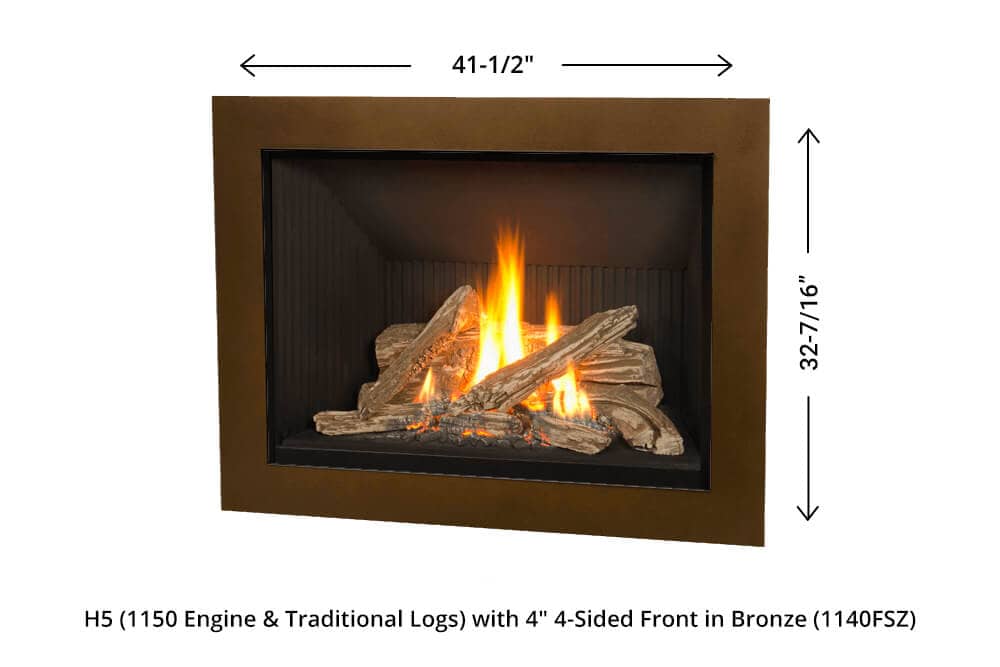 H5 Gas Fireplace - 1150 Four-Sided Front (bronze) dimensions H5 Gas Fireplace - 1150 Four-Sided Front (bronze) dimensions