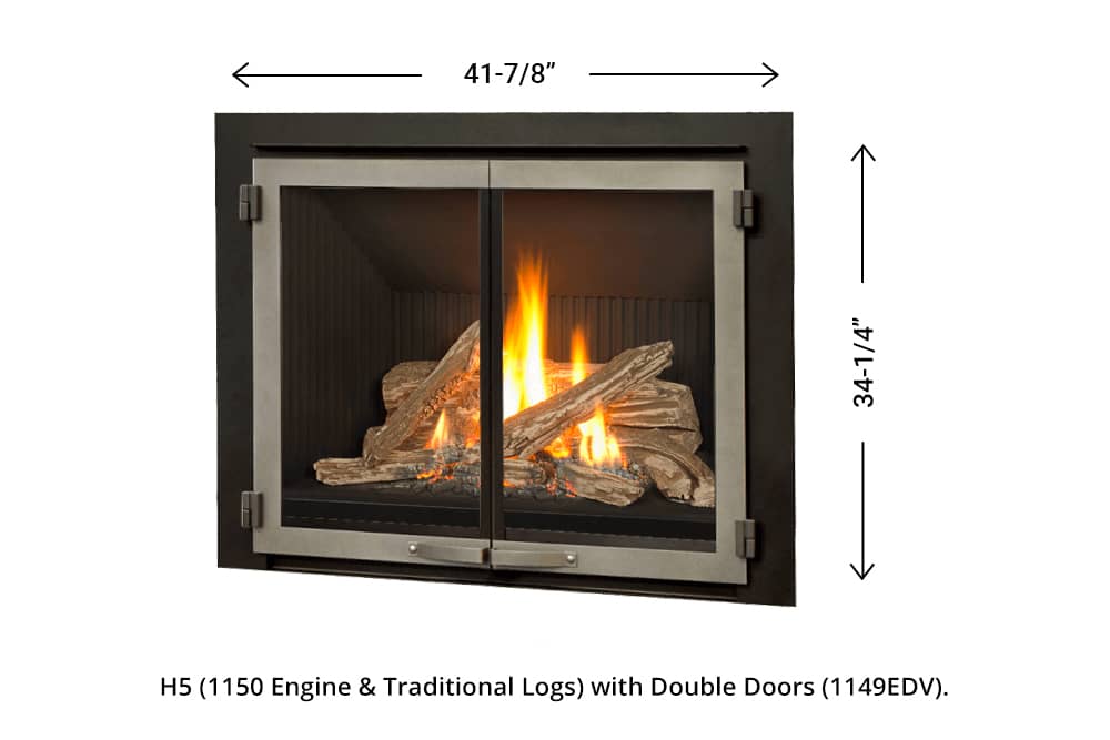 H5 Gas Fireplace - 1150 Double Doors dimensions (vintage iron) H5 Gas Fireplace - 1150 Double Doors dimensions (vintage iron)