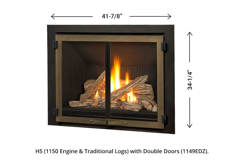 H5 Gas Fireplace - 1150 Double Doors dimensions H5 Gas Fireplace - 1150 Double Doors dimensions