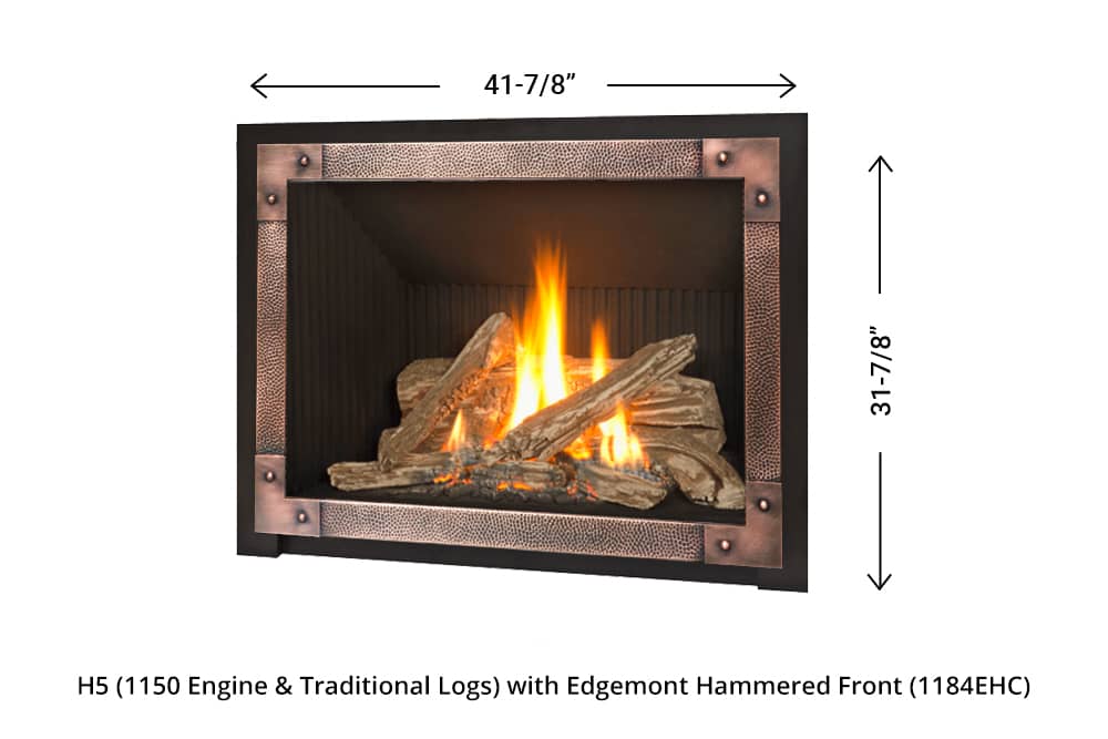 H5 Gas Fireplace - 1150 Edgemont Hammered Front dimensions (copper) H5 Gas Fireplace - 1150 Edgemont Hammered Front dimensions (copper)