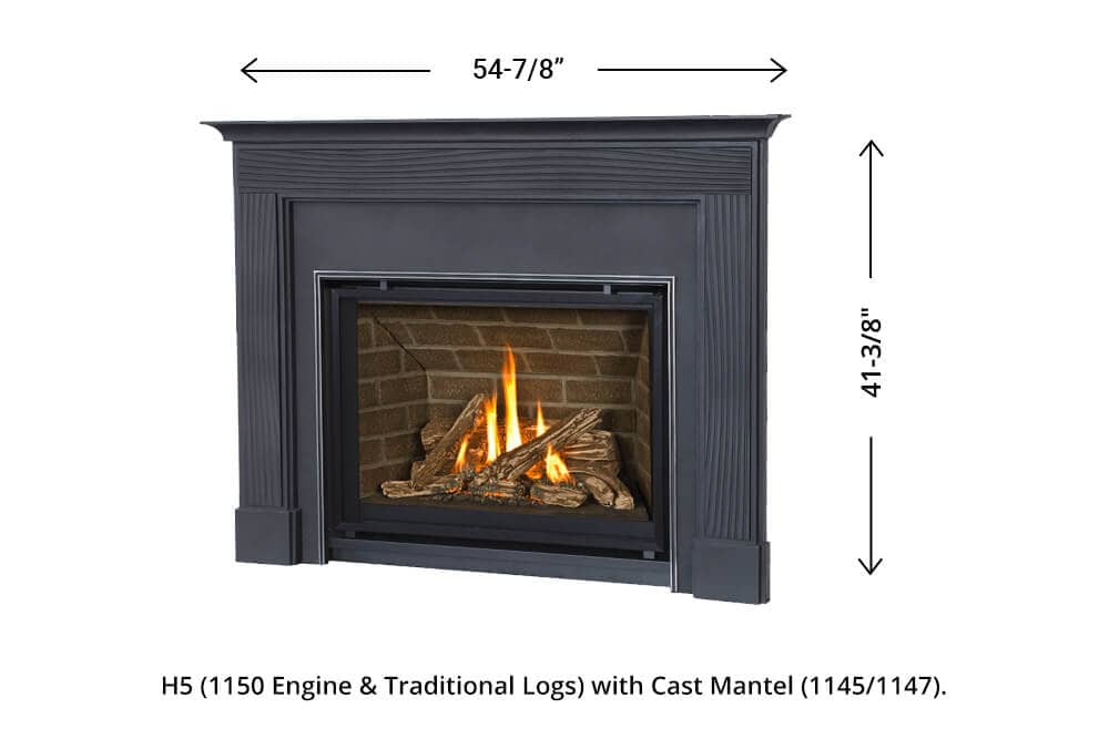 H5 Gas Fireplace - 1145/1147 Cast Mantel dimension H5 Gas Fireplace - 1145/1147 Cast Mantel dimension